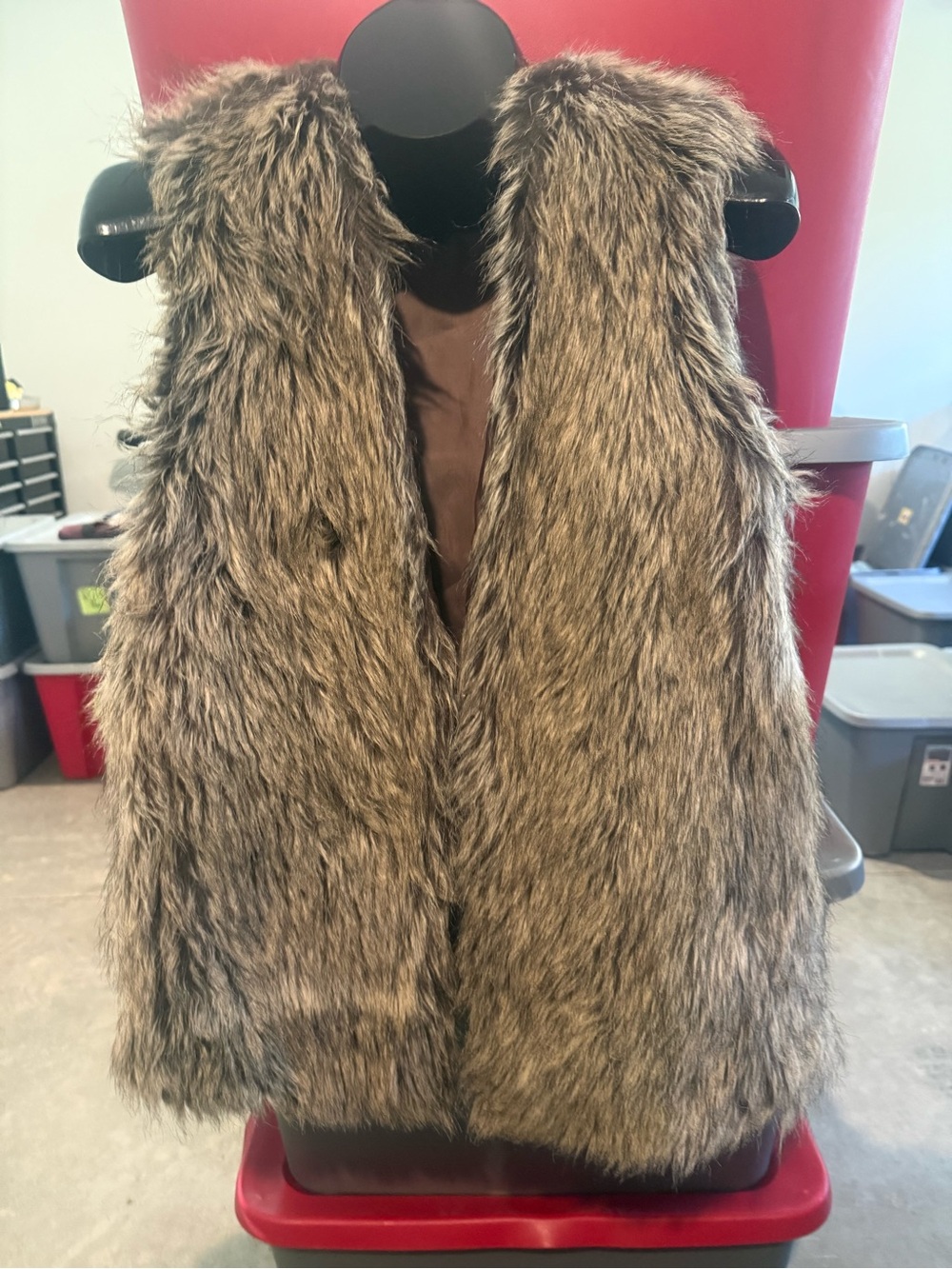 Faux Fur Vest - Taupe Brown Color mp78